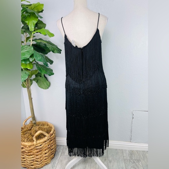 Vintage Shuet Young for HW Collections Black Finger Flapper Style Midi Dress - Picture 4 of 7